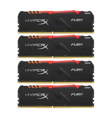 Оперативная память Kingston DDR4 3000 64GB KIT (16GBx4) HyperX Fury Black (HX430C15FB3K4/64) фото