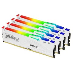 Оперативная память Kingston FURY DDR5 128Gb (4x32GB) 5200Mhz Beast RGB White (KF552C40BWAK4-128) фото