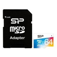 Карта памяти Silicon Power 64 GB microSDXC Class 10 UHS-I Elite Color + SD adapter SP064GBSTXBU1V21SP фото