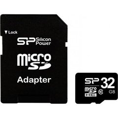Карты памяти Silicon Power 32 GB microSDHC Class 10 + SD adapter SP032GBSTH010V10-SP