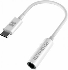 Кабелі та перехідники Promate AuxLink-C USB type C - AUX 3.5 мм 0.2 м White (auxlink-c.white) фото