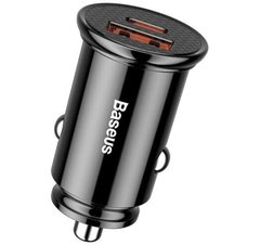 Зарядное устройство Baseus USB Car Charger USB 3.0 + USB-C 30W Black (CCALL-YS01) фото