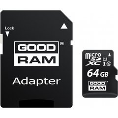 Карта памяти GOODRAM 64 GB microSDXC class 10 UHS-I + SD Adapter M1AA-0640R12 фото