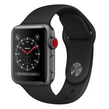 Смарт-часы Apple Watch Series 3 GPS + Cellular 38mm Space Gray Aluminum w. Black Sport B. (MQJP2) фото