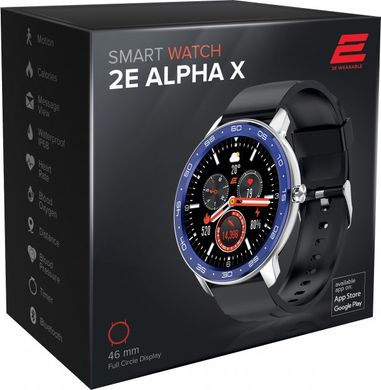 Смарт-часы 2E ALPHA X 46mm Silver-Blue (2E-CWW30SLBL) фото