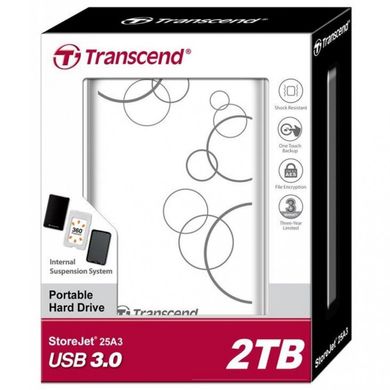 Жесткий диск Накопитель внешний 2.5" USB 2Tb TRANSCEND StoreJet (TS2TSJ25A3W) фото