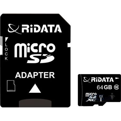 Карта памяти RiData 64 GB microSDXC class 10 UHS-I + SD Adapter FF964426 фото