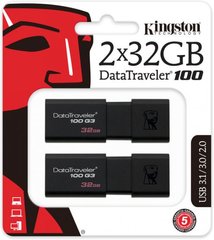 Flash пам'ять Kingston 2 x 32 GB DataTraveler 100 G3 (DT100G3/32GB-2P) фото