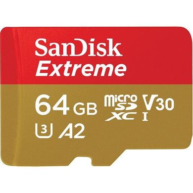 Карта памяти SanDisk 64 GB microSDXC UHS-I U3 Extreme A2 + SD Adapter SDSQXA2-064G-GN6AA фото