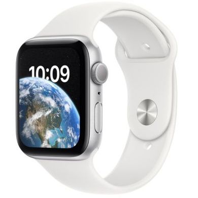 Смарт-годинник Apple Watch SE 2 GPS + Cellular 44mm Silver Aluminum Case with White Sport Band S/M (MNU13) фото
