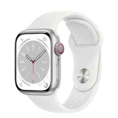 Смарт-годинник Apple Watch Series 8 41mm LTE Silver Aluminum Case with White Sport Band (MP4F3) фото