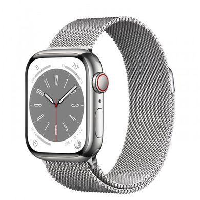 Смарт-годинник Apple Watch Series 8 GPS + Cellular 41mm Silver S. Steel Case w. Milanese Loop Silver (MNJ73/MNJ83) фото