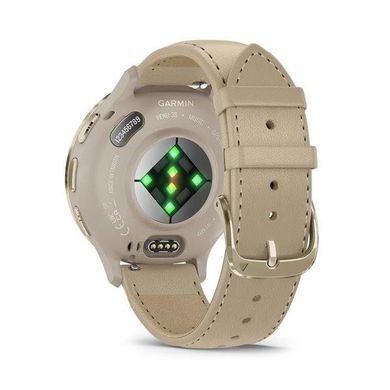 Смарт-часы Garmin Venu 3S Soft Gold S. Steel Bezel w. French Gray Case and Leather Band (010-02785-55) фото