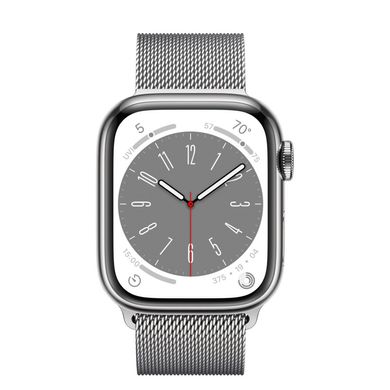 Смарт-годинник Apple Watch Series 8 GPS + Cellular 41mm Silver S. Steel Case w. Milanese Loop Silver (MNJ73/MNJ83) фото