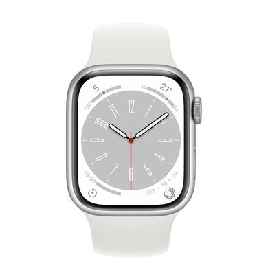 Смарт-годинник Apple Watch Series 8 41mm LTE Silver Aluminum Case with White Sport Band (MP4F3) фото