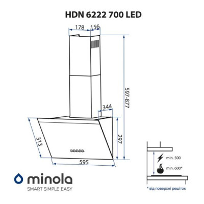 Minola HDN 6222 WH/INOX 700 LED