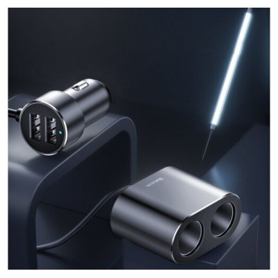 Baseus High Efficiency One to Two Cigarette Lighter Black (CRDYQ-01)