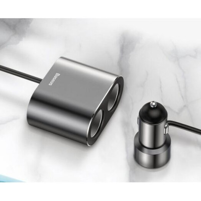 Baseus High Efficiency One to Two Cigarette Lighter Black (CRDYQ-01)