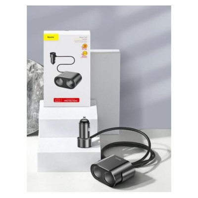 Baseus High Efficiency One to Two Cigarette Lighter Black (CRDYQ-01)