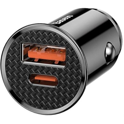 Baseus USB Car Charger USB 3.0 + USB-C 30W Black (CCALL-YS01)