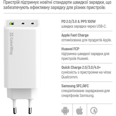 ColorWay GaN Mini 100W White (CW-CHS061PD-WT)