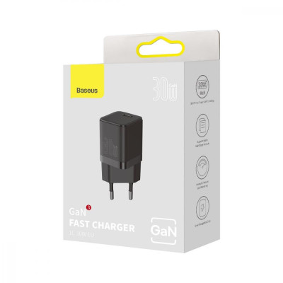Baseus GaN3 Fast Charger Type-C 30W Black (CCGN010101)