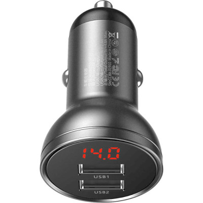 Baseus Digital Display Dual USB 24W Gray (CCBX-0G)