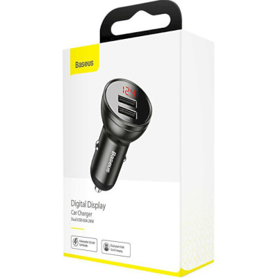 Baseus Digital Display Dual USB 24W Gray (CCBX-0G)