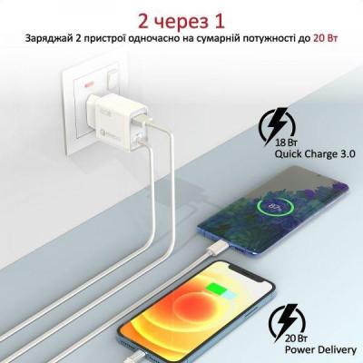 Promate iCharge-PDQC3 20Вт White (icharge-pdqc3.white)