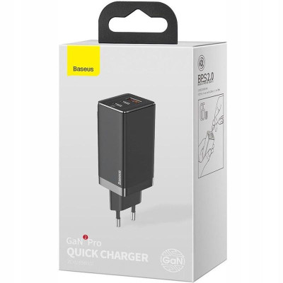 Baseus GaN2 Pro Quick Charger 65W Black (CCGAN2P-B01)