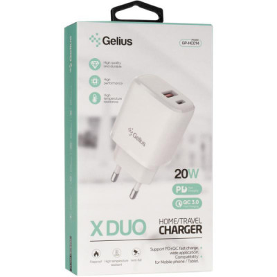 Gelius Pro X-Duo GP-HC014 USB+Type-C QC3.0, PD20W White (85183)