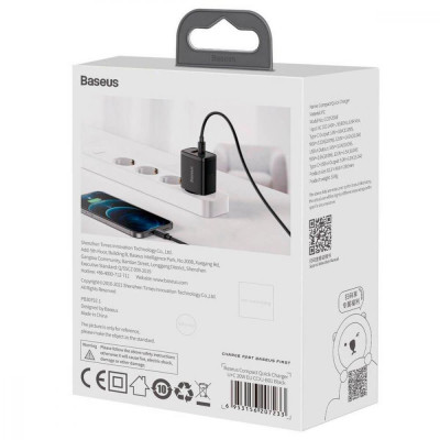 Baseus Compact Quick Charger U+C 20W Black (CCXJ-B01)