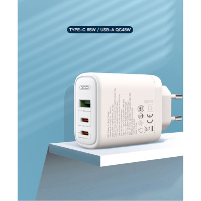 XO CE04 45W/1 USB-A + 2 USB-C 65W + Cabel Type-C/Type-C White