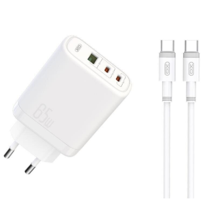 XO CE04 45W/1 USB-A + 2 USB-C 65W + Cabel Type-C/Type-C White