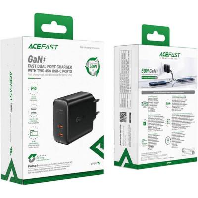 Acefast A29 PD50W 2xUSB-C Black (AFA29B)