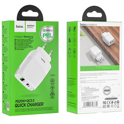 Hoco C85A Bright PD20W + QC3.0 Type-C + USB White