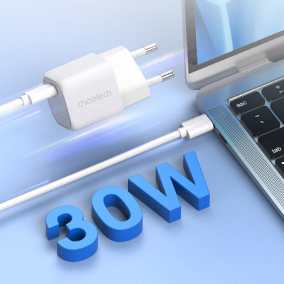 Choetech PD5007 30W USB-C PD GaN Wall Charger White