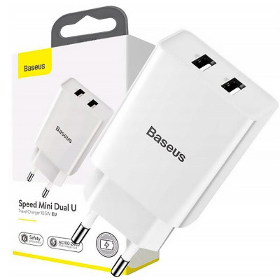 Baseus Speed Mini Dual U Charger 10.5W White (CCFS-R02)