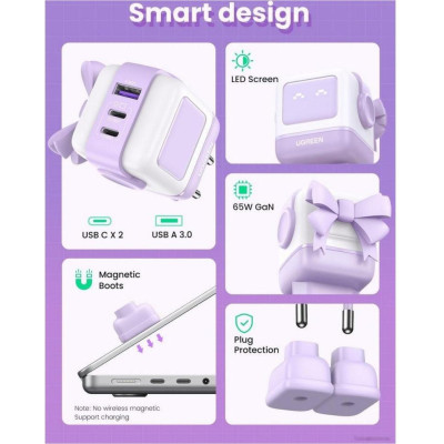 UGREEN CD361 Robot tech 65W GaN Purple (35291)