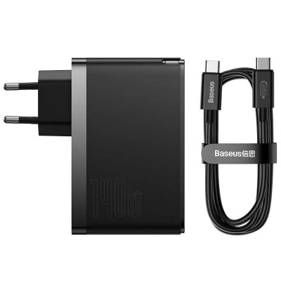 Baseus GaN5 Pro Fast Charger 2C+U 140W Black w/Type-C to Type-C cable (CCGP100201)