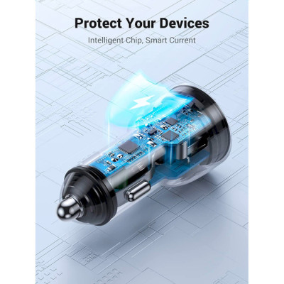 UGREEN CD213 40W 2xUSB-C, QC3.0, PD3.0 Car Charger Space Gray (70594)