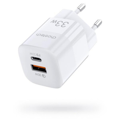 Choetech GaN USB-A/USB-C 33W QC3.0/PD/PPS (PD5006-EU-WH)