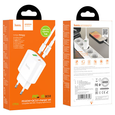 Hoco C95A Lineal PD20W+QC3.0 charger(EU) White