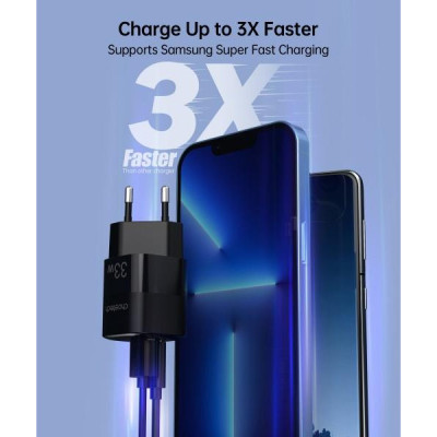 Choetech GaN USB-A/USB-C 33W QC3.0/PD/PPS (PD5006-EU-BK)