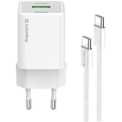 ColorWay C101A GaN Mini 20W White (CW-CHS062PDC-WT)