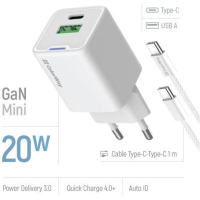 ColorWay C101A GaN Mini 20W White (CW-CHS062PDC-WT)