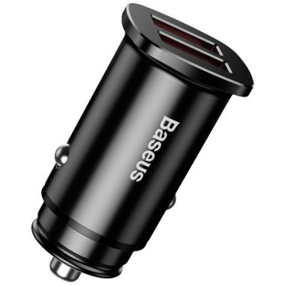 Baseus USB Car Charger Square Metal Quick Charger 3.0 2xUSB 30W Black (CCALL-DS01)
