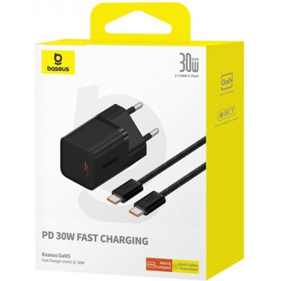 Baseus GaN5 Fast Charger mini 1C 30W Black Type-C to Type-C (P10110902113-00)