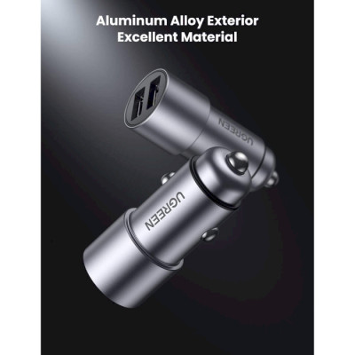 UGREEN CD130 24W 2xUSB-A, 2.4A Car Charger Gray (50592)