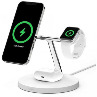 Belkin BOOST CHARGE PRO 3-in-1 Wireless Charger with MagSafe White (WIZ009vfWH)